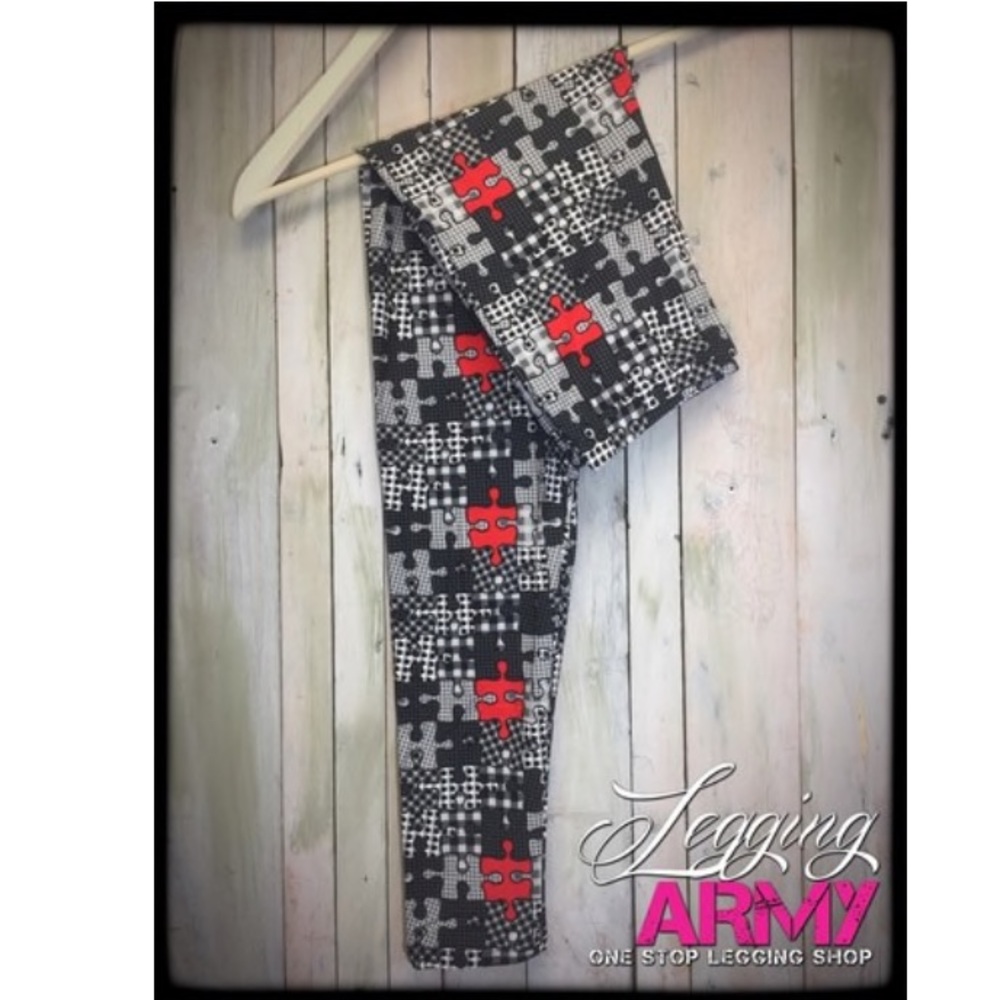 Legging Army Awareness puzzle piece leggings O/S